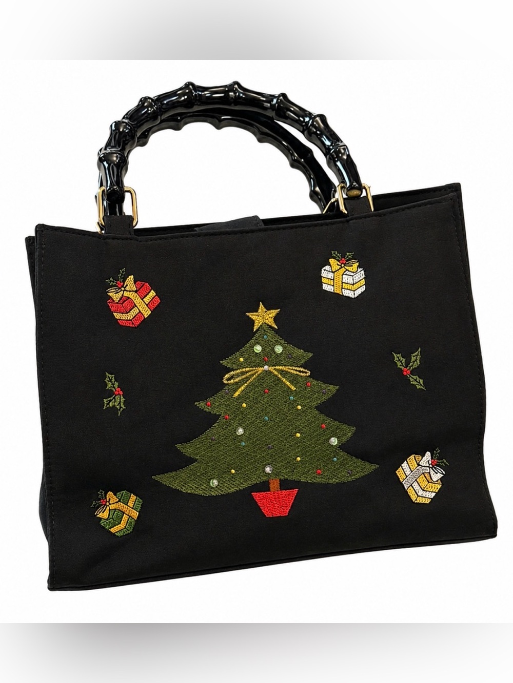 Vintage Christmas Purse Embroidered Christmas Tree